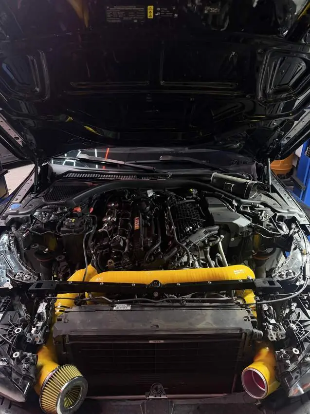 BMW turbo build, Silicone charge pipes, at PRM Eurowerks in Cary IL